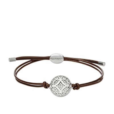 Ladies silver-tone and chocolate signature bracelet